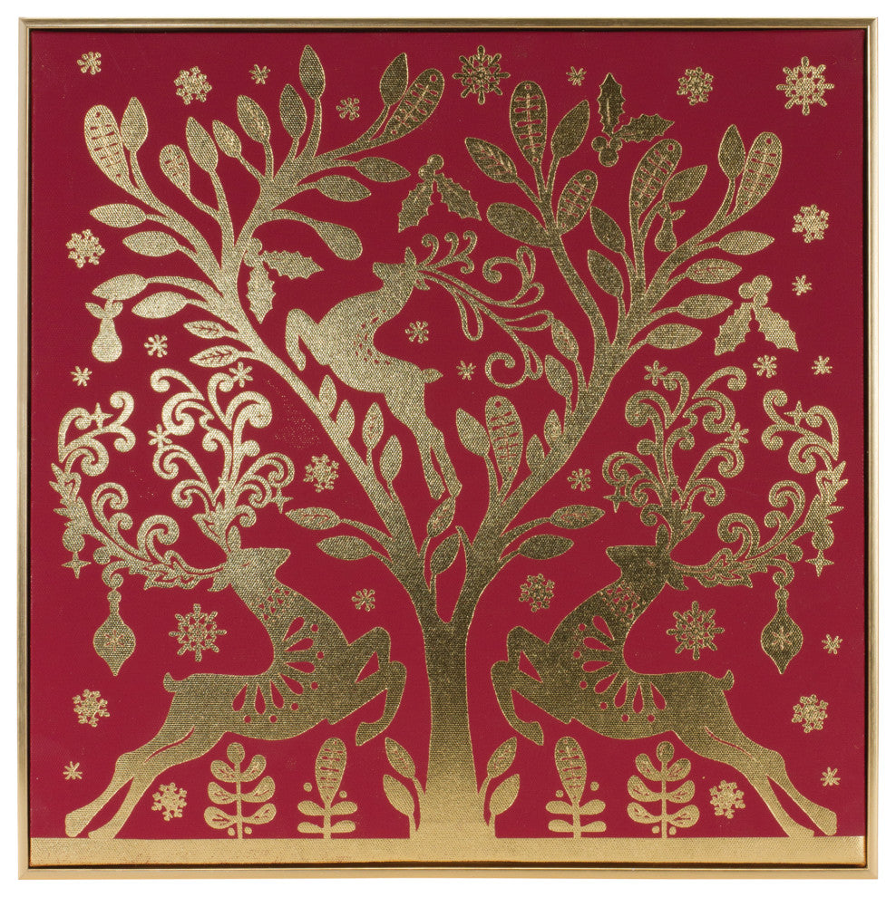 Framed Holiday Deer Print 15.5"