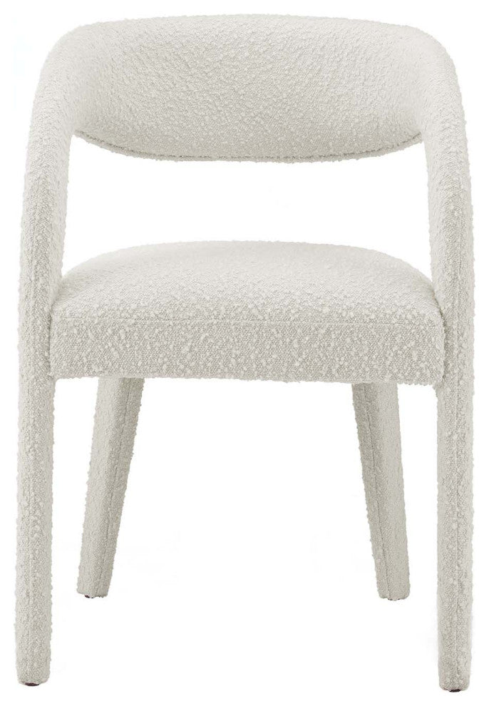 Pinnacle Boucle Upholstered Dining Chair Set of 2, Ivory