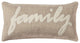 Tan Family Felt Applique Burlap Throw Pillow