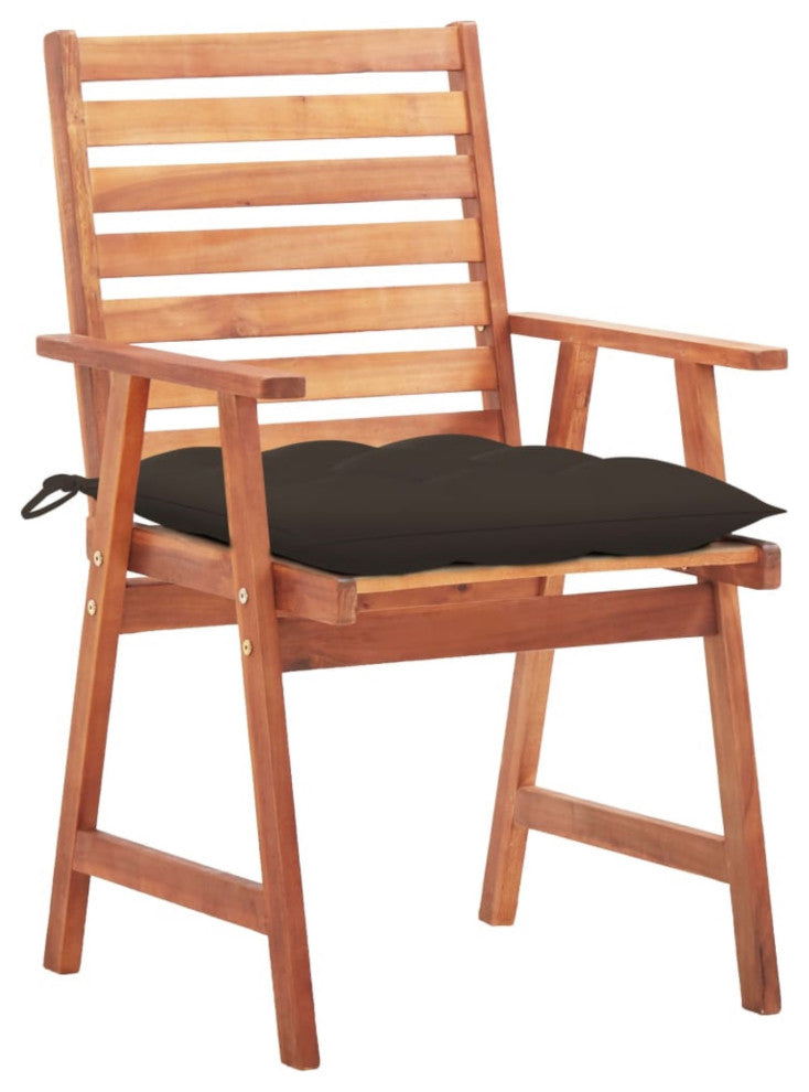 vidaXL Outdoor Dining Chairs, Set of 3, With Cushions Solid Acacia Wood