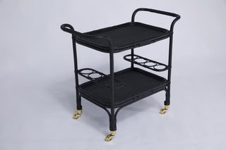 Carlo Rattan Bar Cart - Black