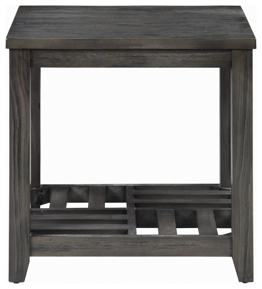 Rectangular End Table with Shelf, Gray