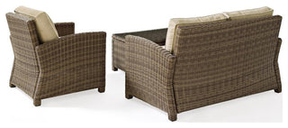 Bradenton 3Pc Outdoor Wicker Conversation Set Sand/Weathered Brown