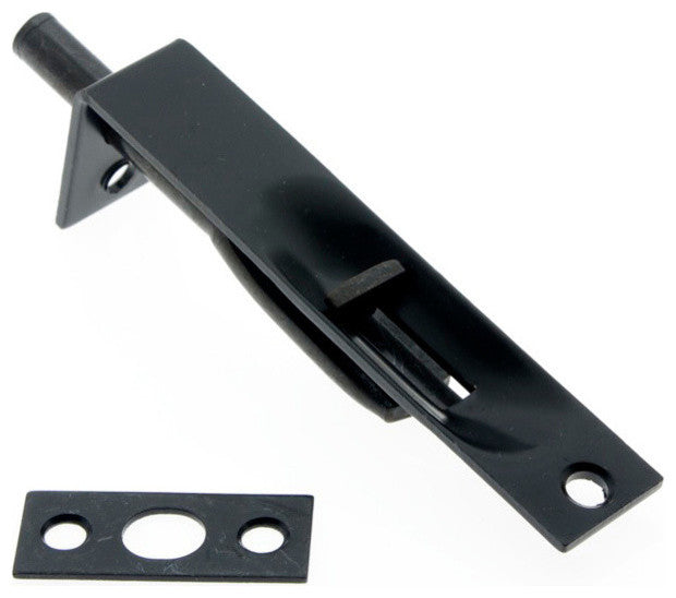 Genuine Solid Brass 4" Flush Bolt With Square End, Matte Black