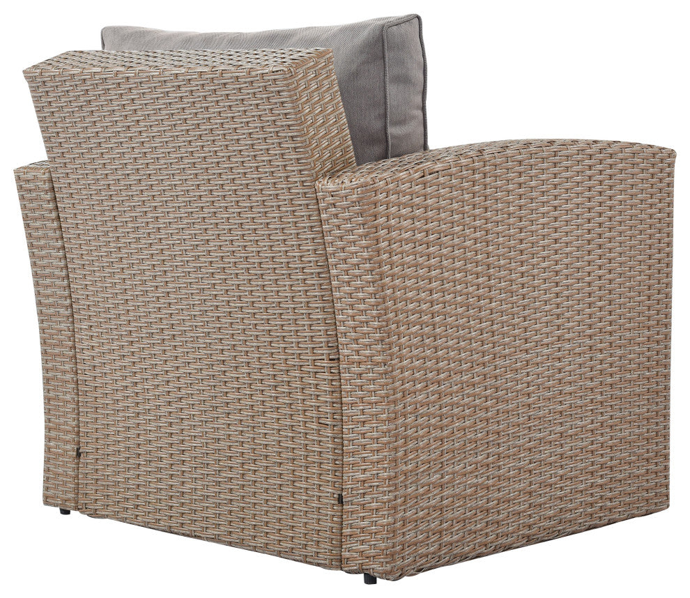 4 Pieces Outdoor Rattan Patio Sectional Sofa Set With Cushions, Gray