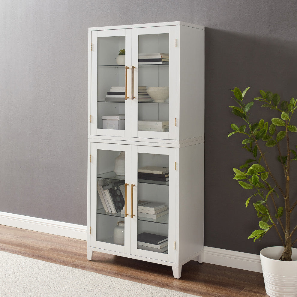 Roarke Glass Door Kitchen Pantry Storage Cabinet