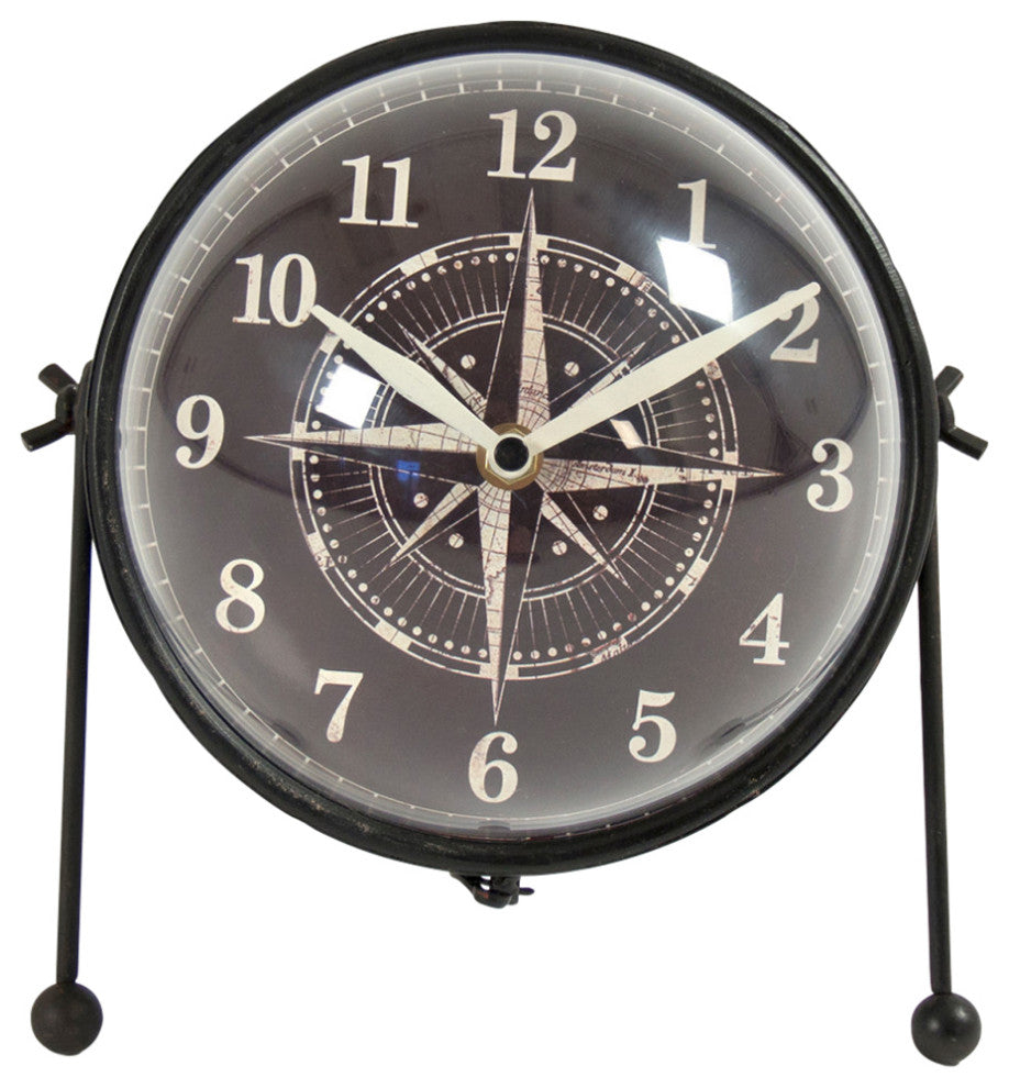 Round Iron Clock, Black, White