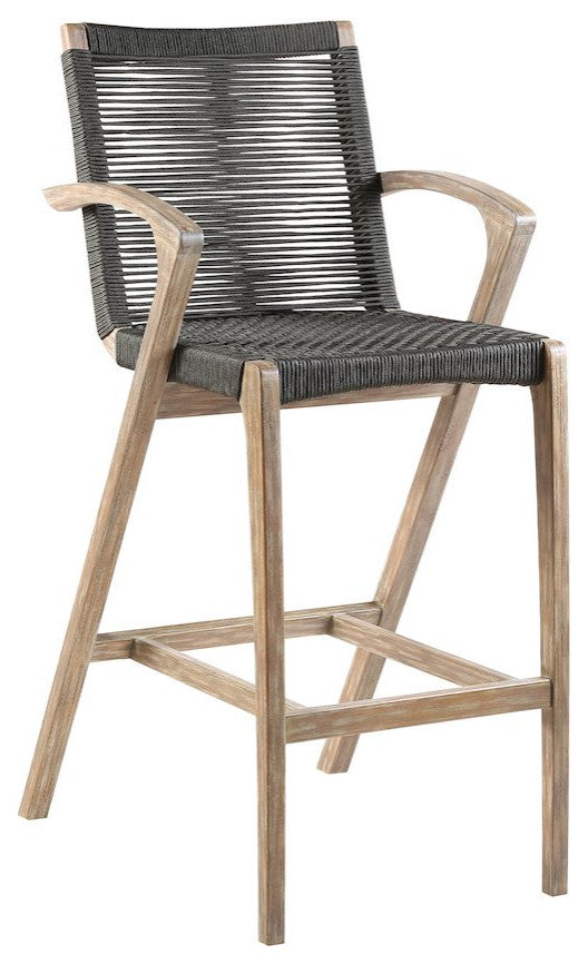 Brielle Outdoor Eucalyptus Wood and Rope Counter or Bar Height Stool