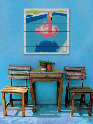 "Pool Float" Print on White Wood by Molly Rosner