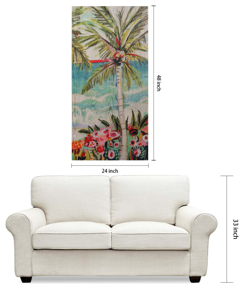 Palm Tree Wall Art Fine Giclee Printed on Hand Finished Ash Wood