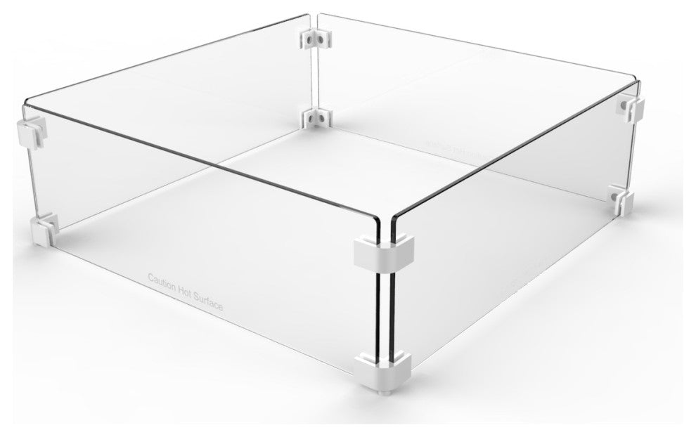 EvFires 23" Square Fire Pit Flame Guard With Silver Clips