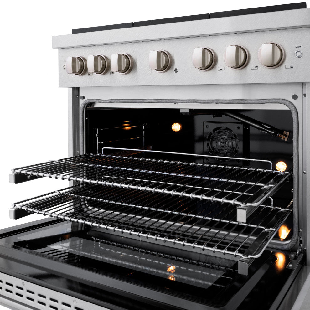 ZLINE 36" Freestanding Gas Range, DuraSnow Steel With Brass Burners SGRS-BR-36
