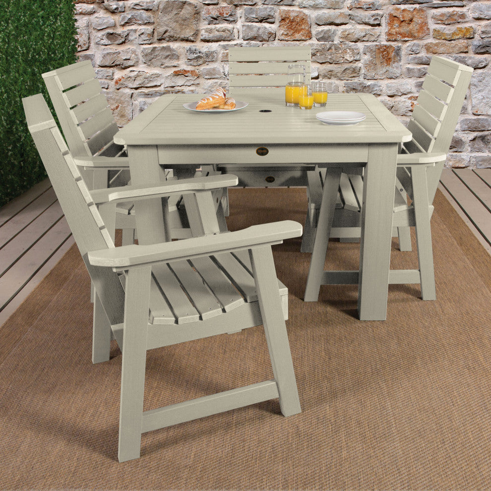 Glennville 5-Piece Square Dining Set, Weathered Acorn, Whitewash