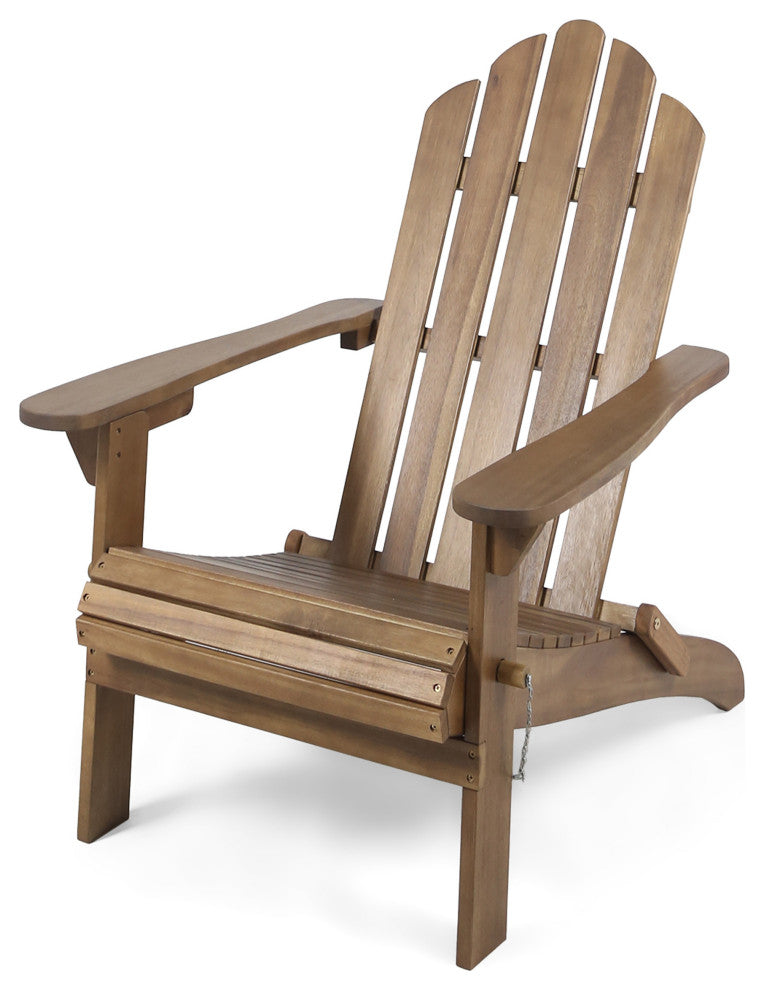 GDF Studio Cara Outdoor Foldable Acacia Wood Adirondack Chair, Dark Brown Finish