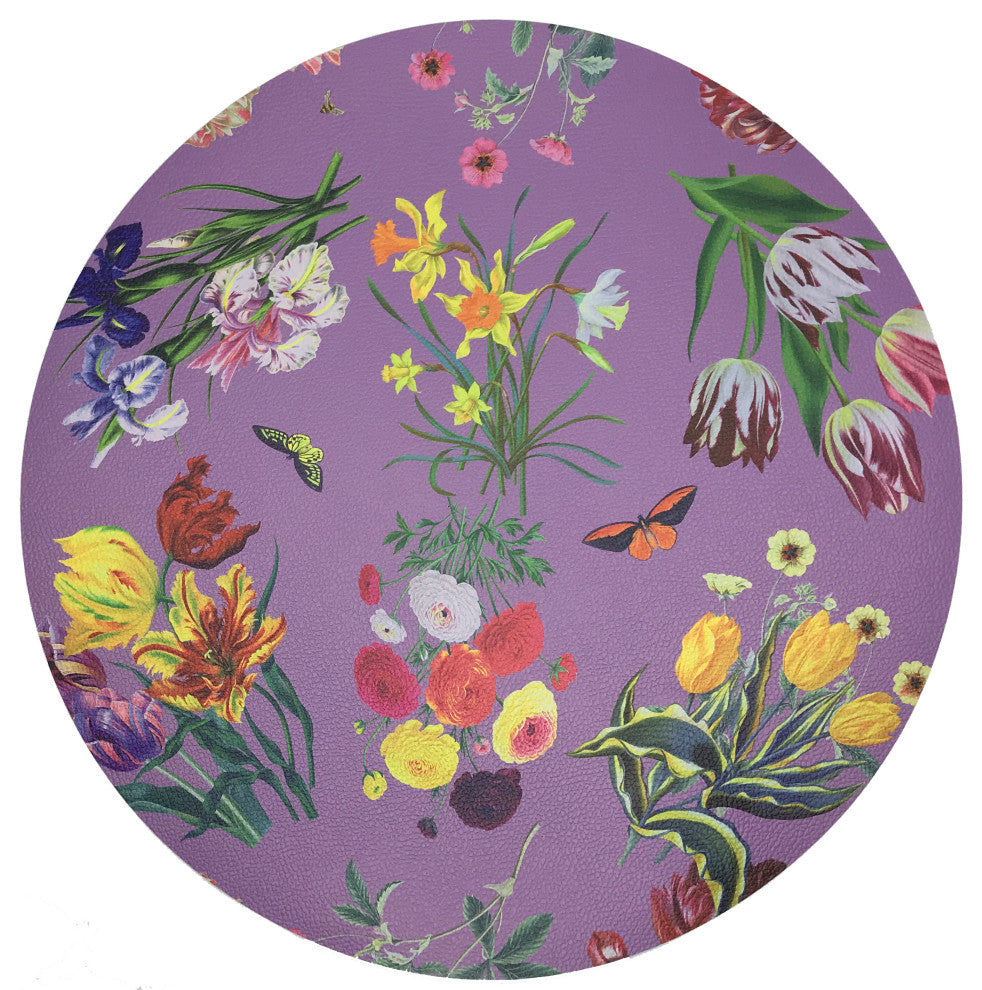 Flora Fauna Orchid 16" Round Pebble Placemat, Set of 4