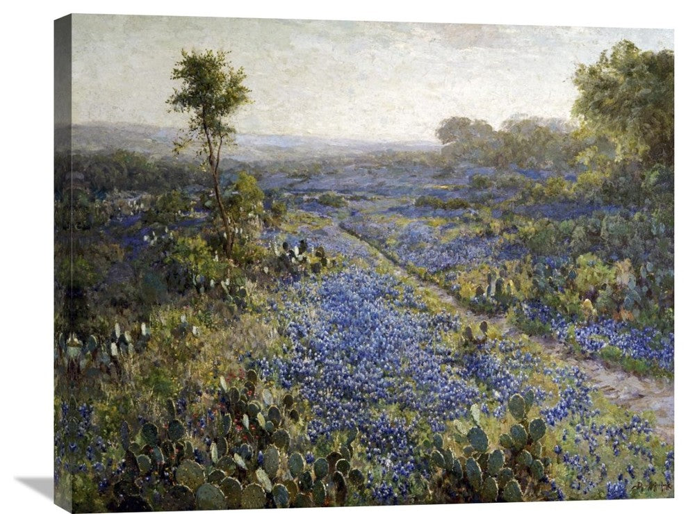 "Field of Texas Bluebonnets and Prickly Pear Cacti" Artwork, 30" x 24"