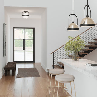 Atlas Semi-Flush, Black, Opal Glass