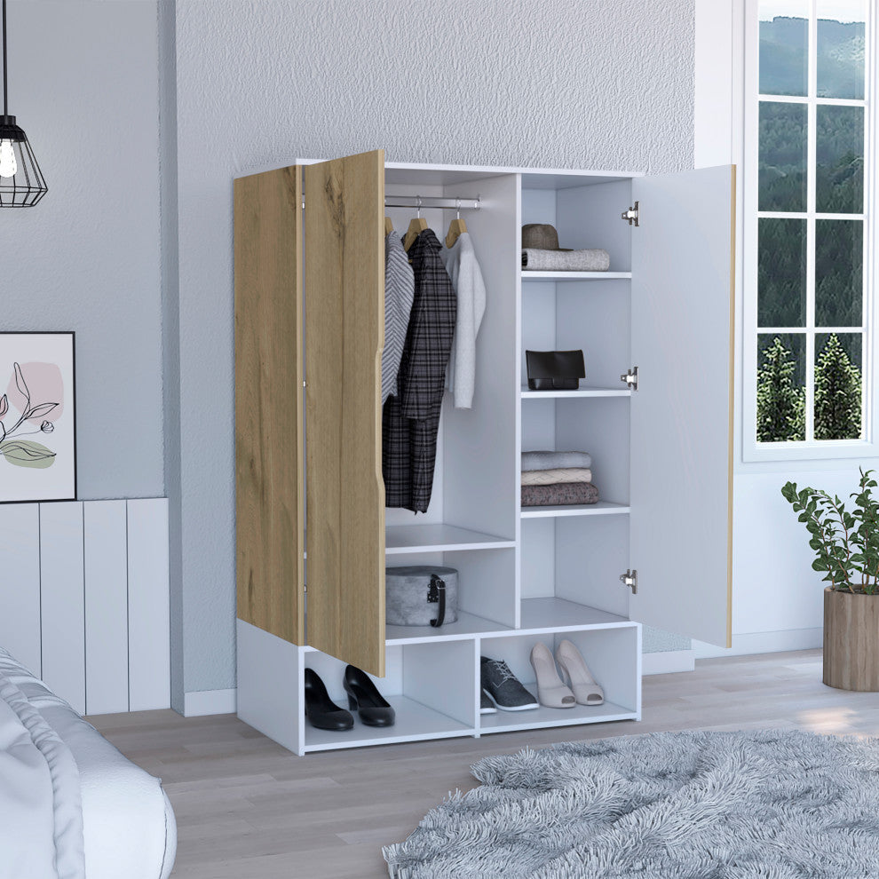 Rose Armoire, Light Oak-White