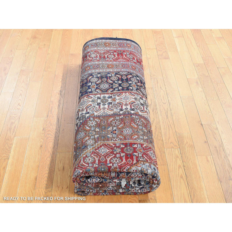 Cordovan Red Persian Geometric Design Wool Hand Knotted Oriental Rug 7'9"x10'10"