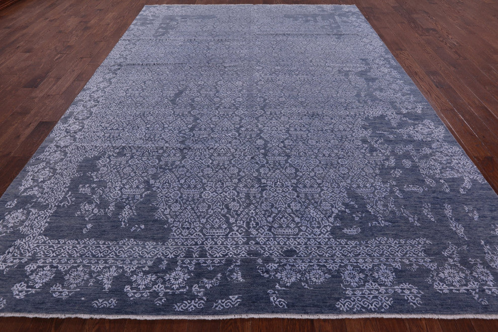 9' 1" X 12' 2" Wool and Silk Modern Hand-Knotted Rug Q8459