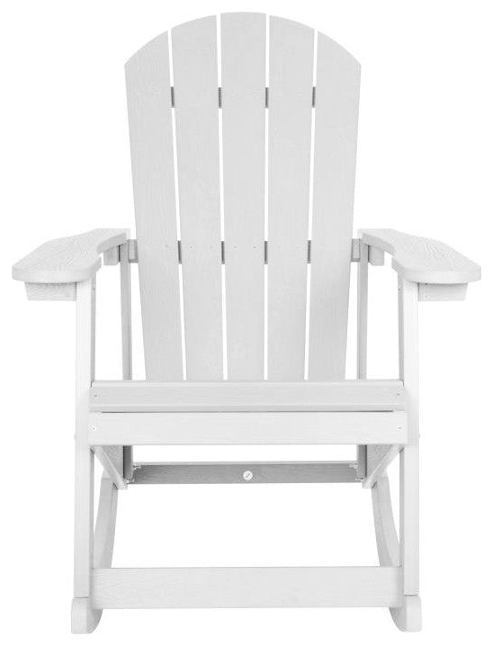 Savannah All-Weather Poly Resin Wood Adirondack Rocking Chair, White