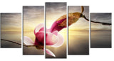 Beautiful Magnolia Flowers, Floral Canvas Art Print, 60"x32", 5 Panels