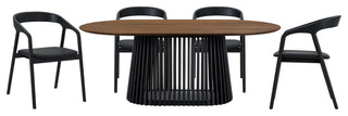 Pasadena Apache 5-Piece Oval Dining Set, Walnut & Black Oak Finish Faux Leather