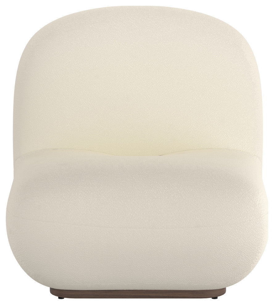 Contemporary Boucle Fabric Accent Chair, Ivory