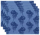 18"x14" Carmen, Floral Print Placemat, Blue, Set of 4