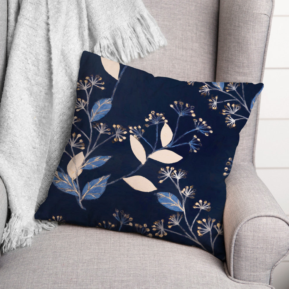 Blue Botanical 18x18 Spun Poly Pillow
