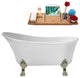 55" Streamline N346BNK-IN-BNK Clawfoot Tub and Tray With Internal Drain