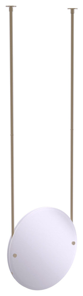 Frameless Round Ceiling Hung Mirror with Beveled Edge, Antique Pewter
