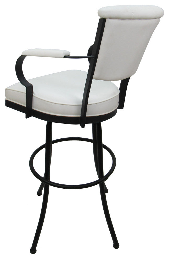 Miami Extra Tall 34" Swivel Metal Bar Stool - Noam Base, White Vinyl, Black, 34"