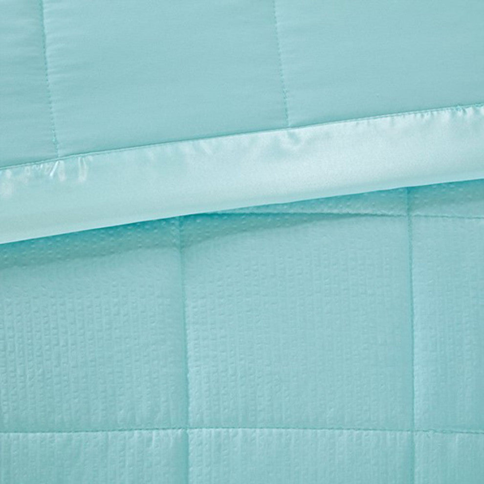 Madison Park Cambria Oversized Down Alternative Blanket With Satin Trim, Aqua
