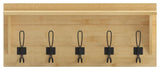 Daly Wall Mounted Solid Pine Wood Storage Rack With Upper Shelf and 5 Hooks, Bamboo