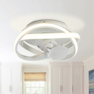 12.5-inch Modern White Small LED Flush Mount Ceiling Fan