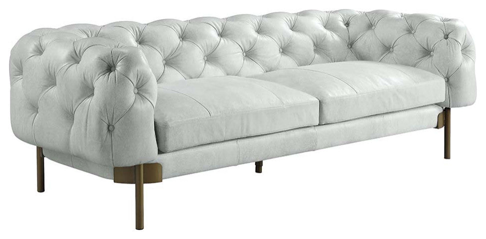 Acme Ragle Sofa Vintage White Top Grain Leather