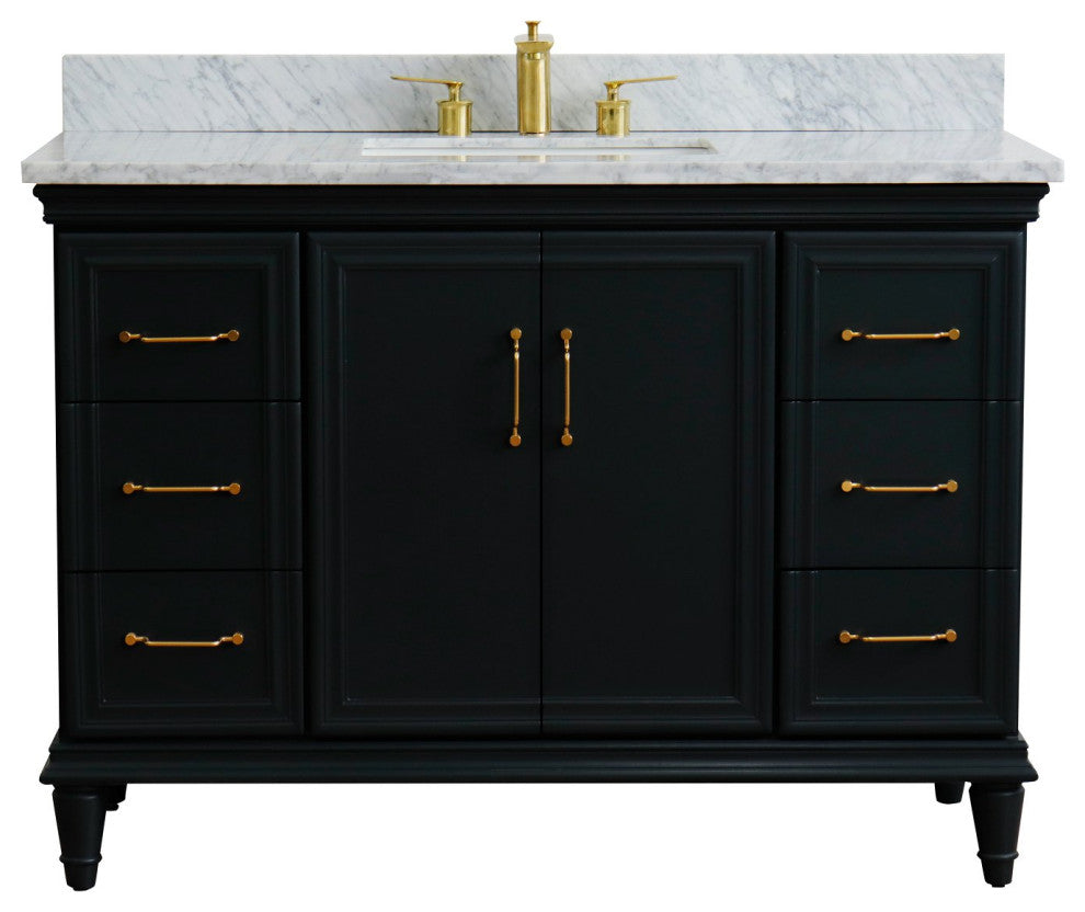 49" Single Sink Vanity, Dark Gray Finish With White Carrara Marble