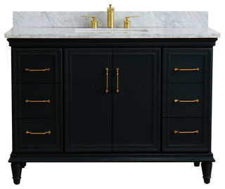 49" Single Sink Vanity, Dark Gray Finish With White Carrara Marble