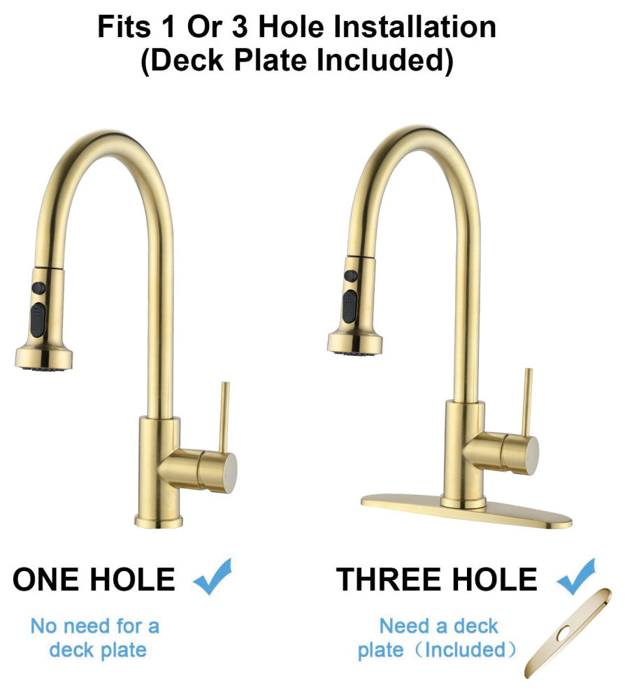 Givingtree Pull Down Kitchen Faucet with Sprayer Brushed Gold