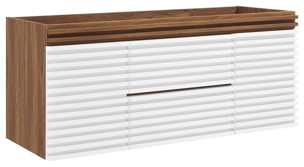 Render 48" Wall-Mount Bathroom Vanity Cabinet, White Walnut