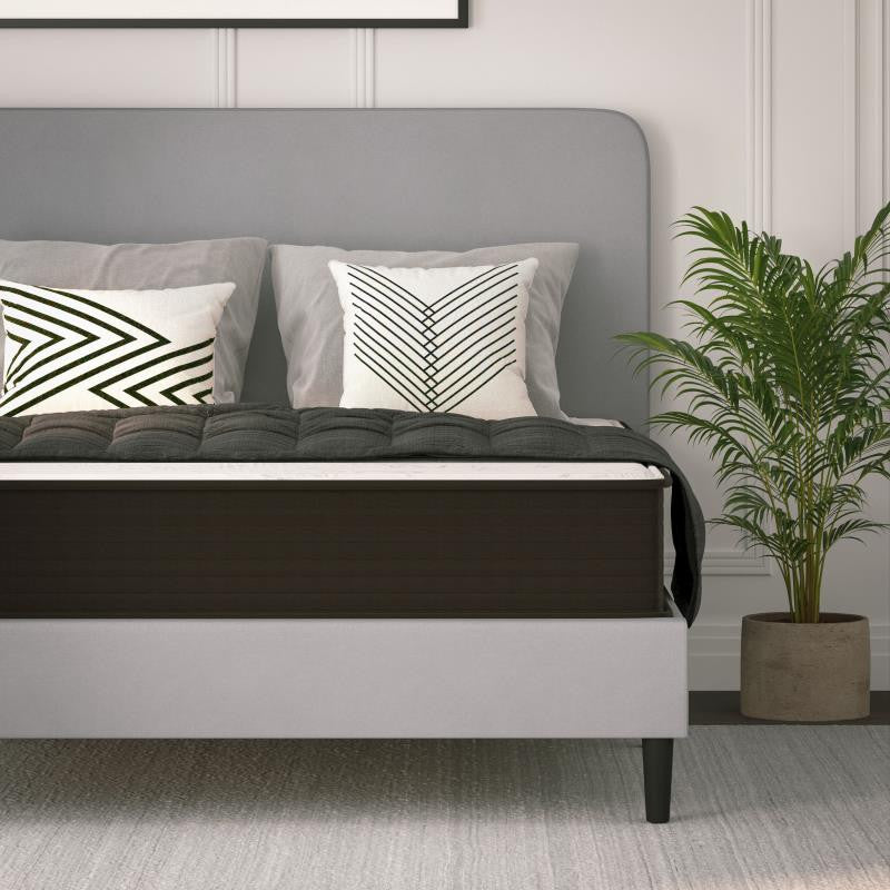 Dream 10 Inch Hybrid Mattress in a Box, White/Black, Queen