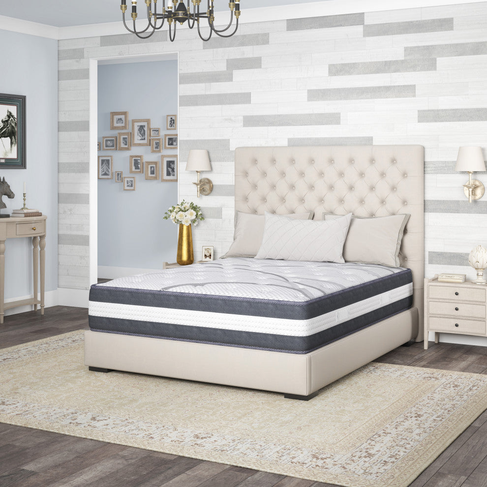12" Medium Euro Top Hybrid Pocket Spring  Quilted-Top Mattress, Full
