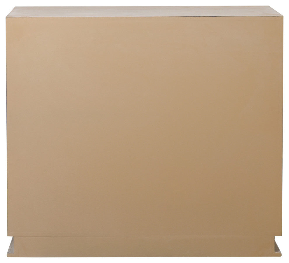 Melrose Cabinet-Two Woven Cane Doors-Light Bisque Finish-White Wash Top Coat