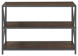 X Frame 40" Industrial Wood Bookshelf - Dark Walnut