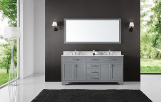 72" Double Sink Bathroom Vanity With Carrara Marble Top