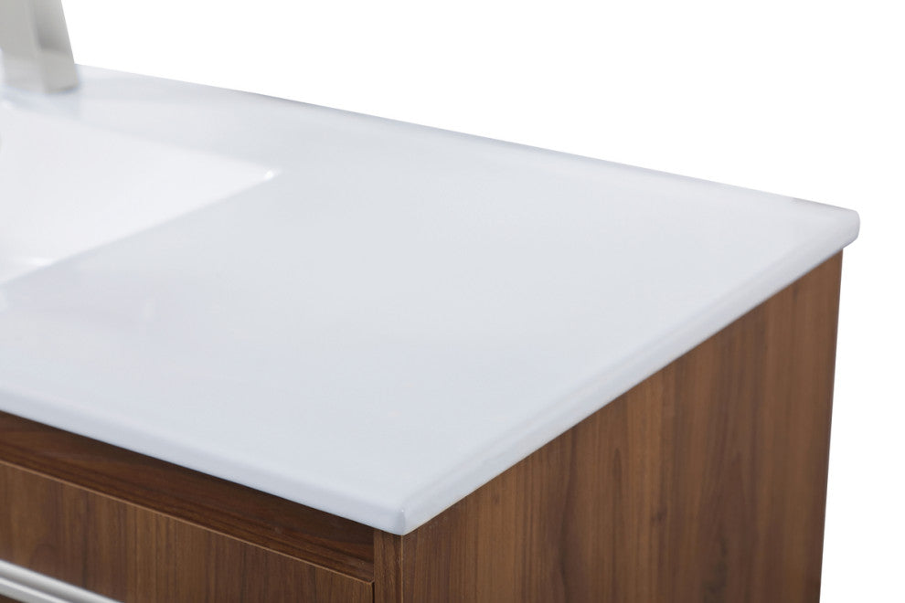 Single Bathroom Floating Vanity, Walnut Brown, 48"