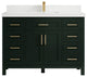 Cambridge 48 Single Sink Bath Vanity in Dark Forest Green 2" White Quartz