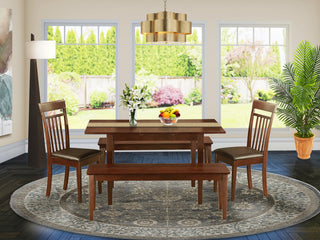 5 Pc Kitchen Set -Table With Leaf Plus 2 Kitchen Chairs And 2 Benches