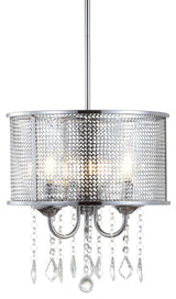 Avah Metal and Crystal Adjustable LED Drop Pendant, Chrome, 13